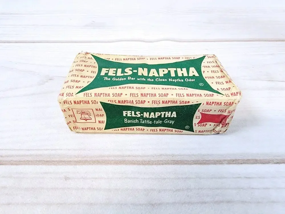 Vintage 1920s Fels-Naptha Laundry Bar Soap Banish Tattle-tale Gray NEW Unopened